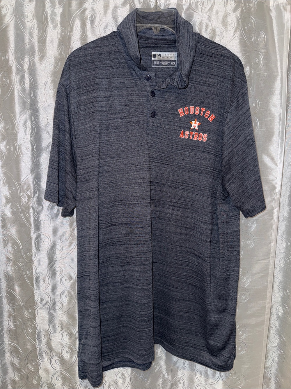 MLB Houston Astros Men's Gray Polo Shirt Men’s Size XL 🔥 G16